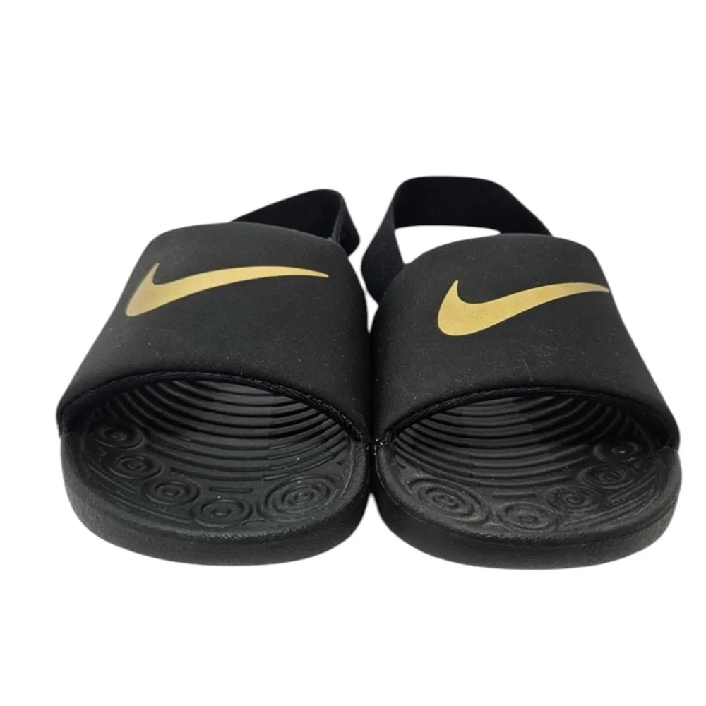 NIKE Kids' Black & Gold Kawa Slide Sandals Size 6C — SUPER CUTE!!!
